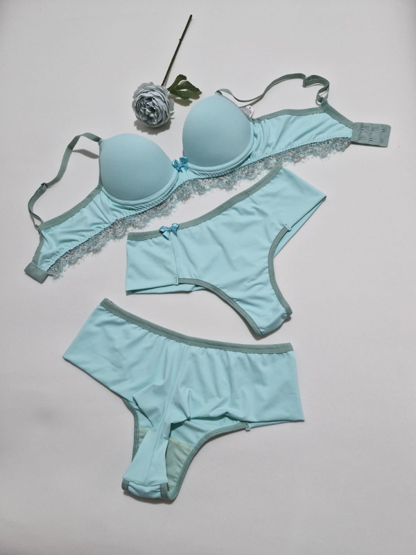 Conjunto de lingerie feminina fio duplo de pala alta