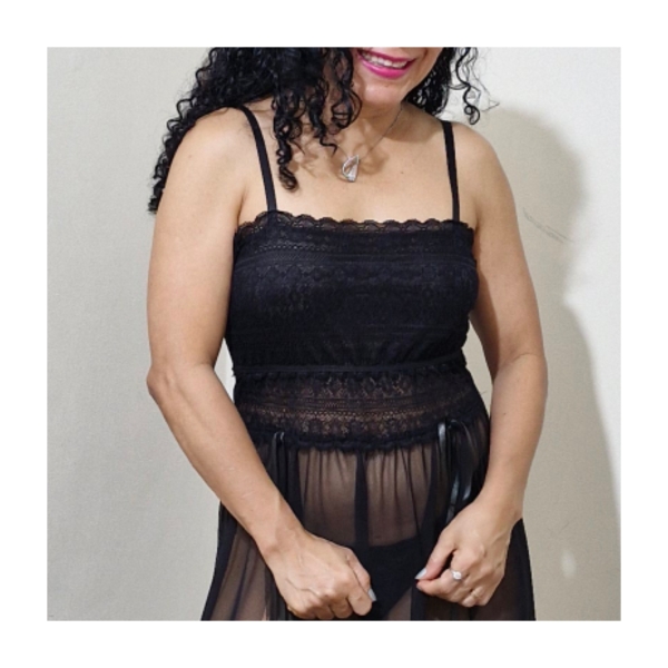 Camisola sensual feita com tule e renda - Image 2