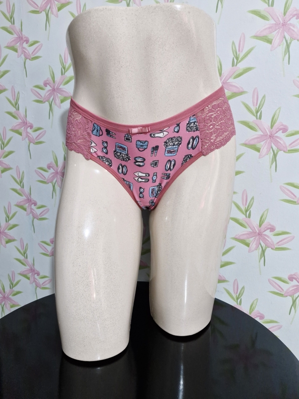 Calcinha estampada com laterais em renda - Image 3