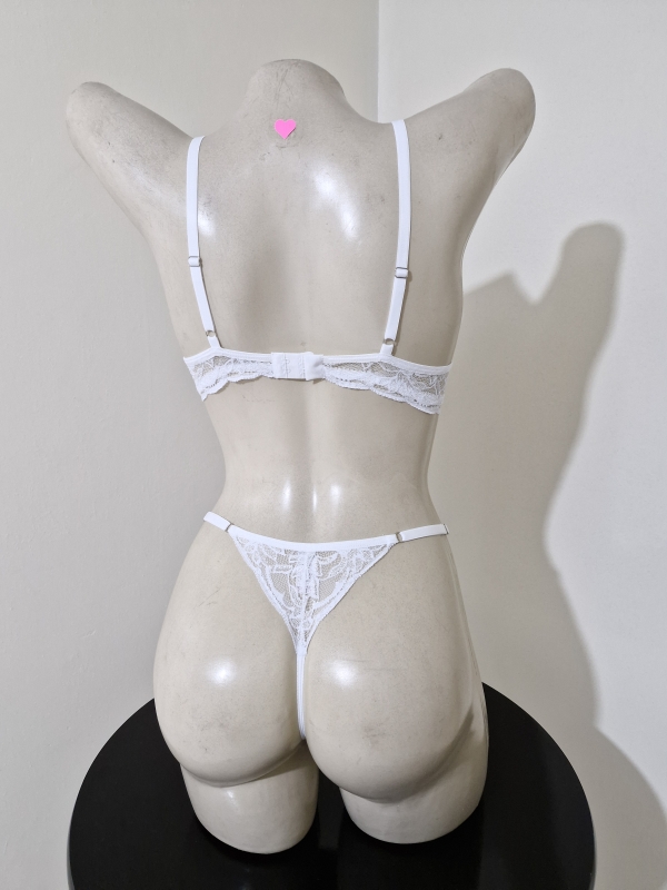 Conjunto de lingerie sensual meia-taça branco - Image 3
