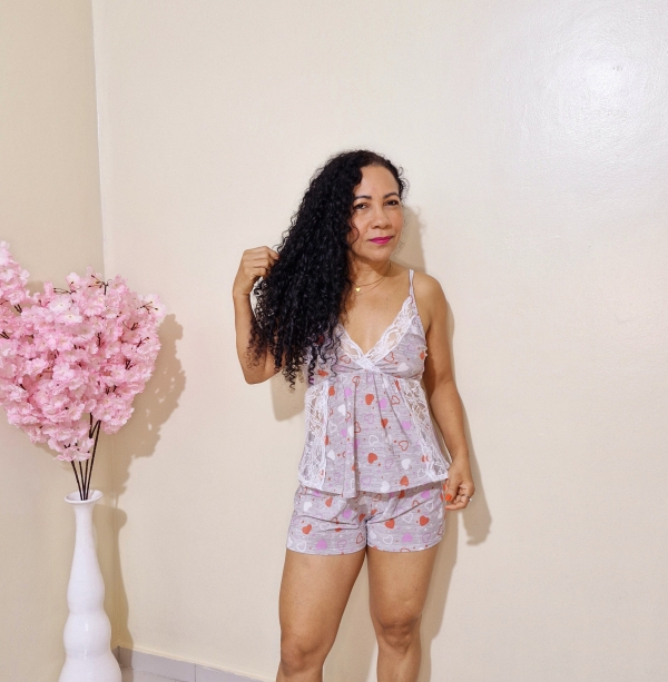 Babydoll coração com laterais em renda