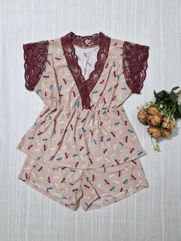 Babydoll manga em renda rubro