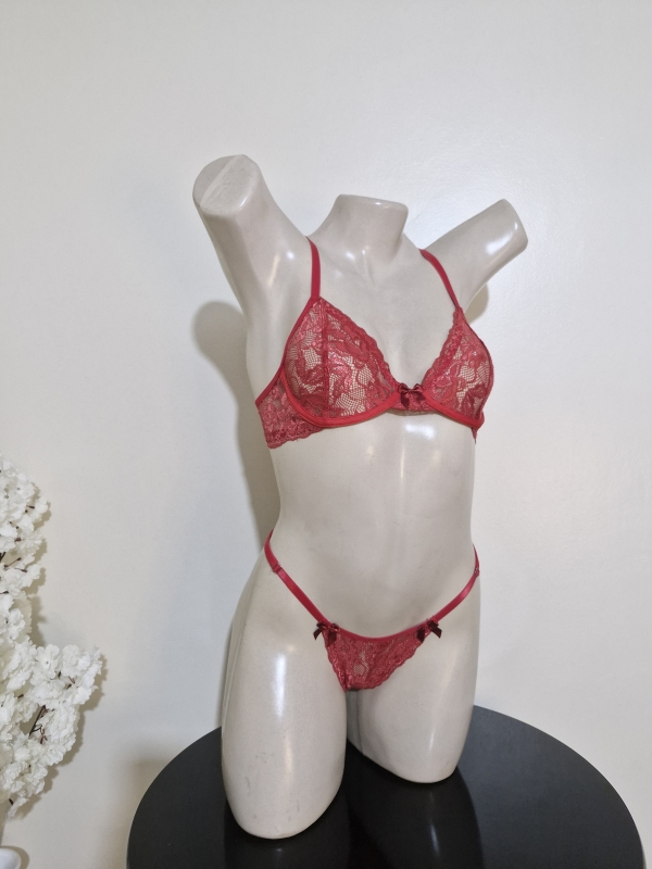 Conjunto de lingerie feminina sensual, meia-taça pimenta - Image 3