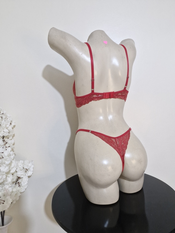 Conjunto de lingerie feminina sensual, meia-taça pimenta - Image 4