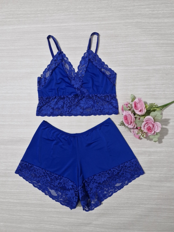 Babydoll cropped com decote e babado em renda bic