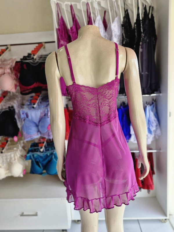 Camisola Laís feita com tule e renda morado - Image 2