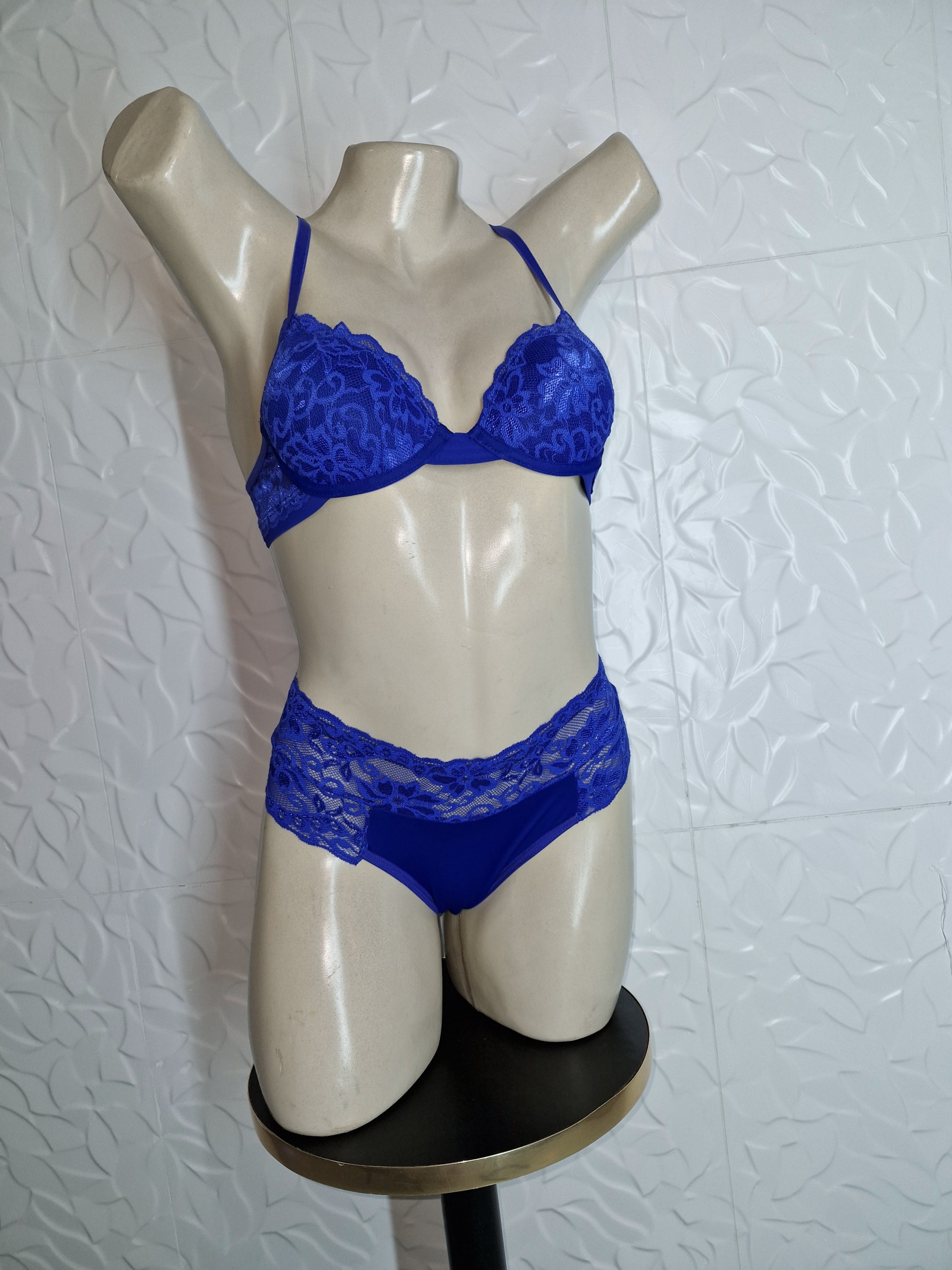 Conjunto de lingerie feminina fio duplo com pala em renda - Image 2