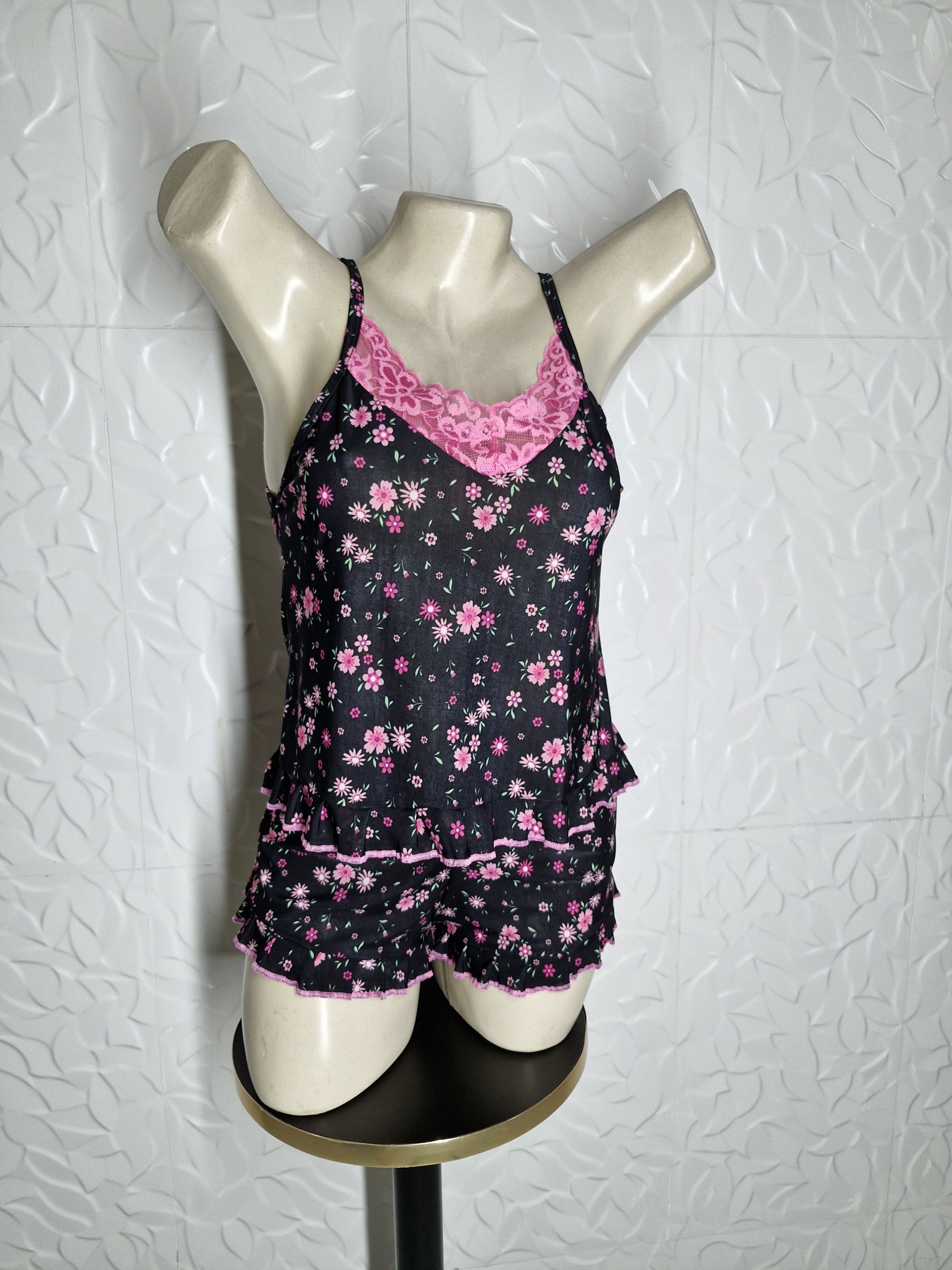Babydoll com babado e decote em renda pink - Image 2