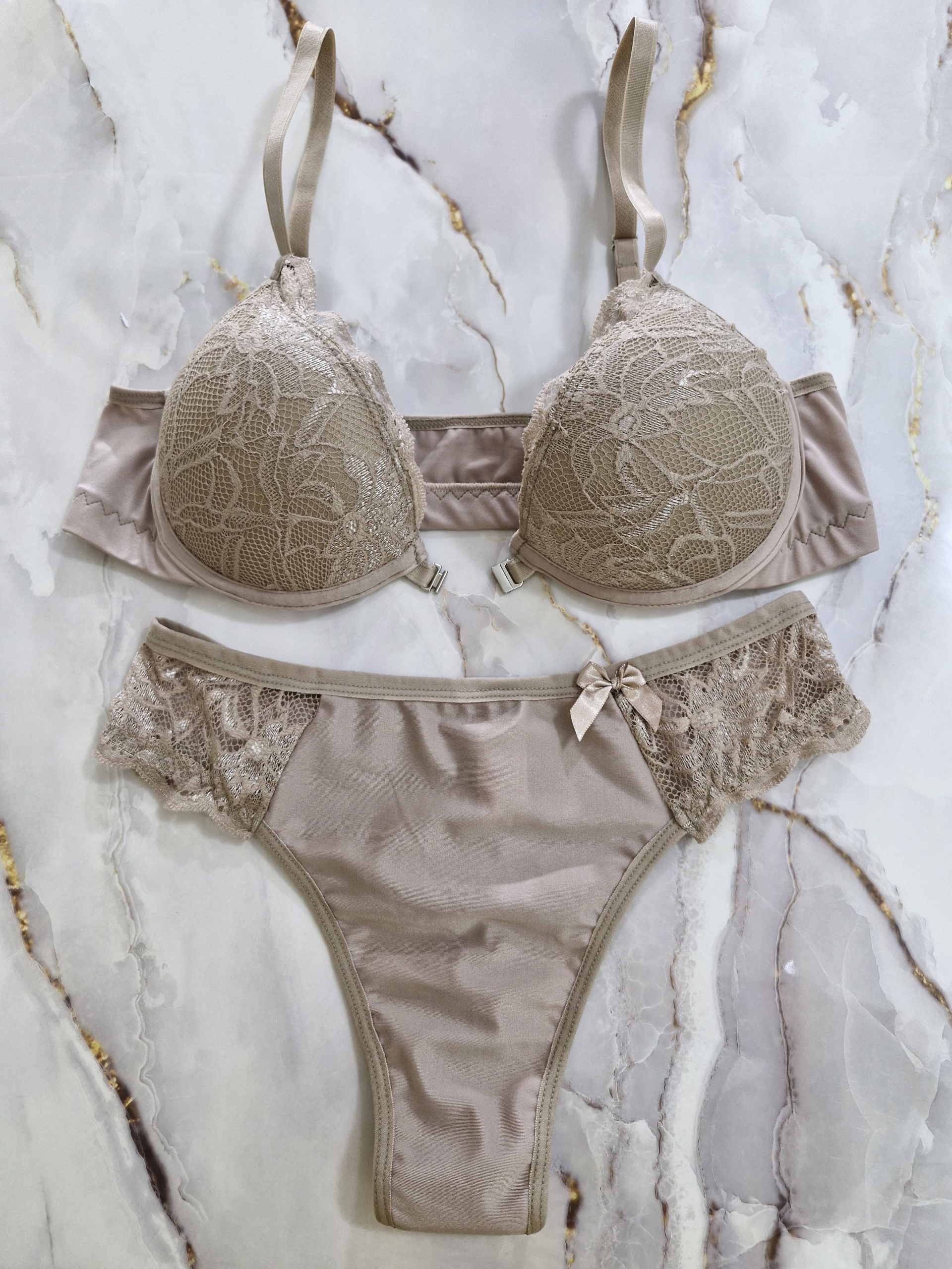 Conjunto de lingerie nudes com soutien Abotoador Frontal - Image 5