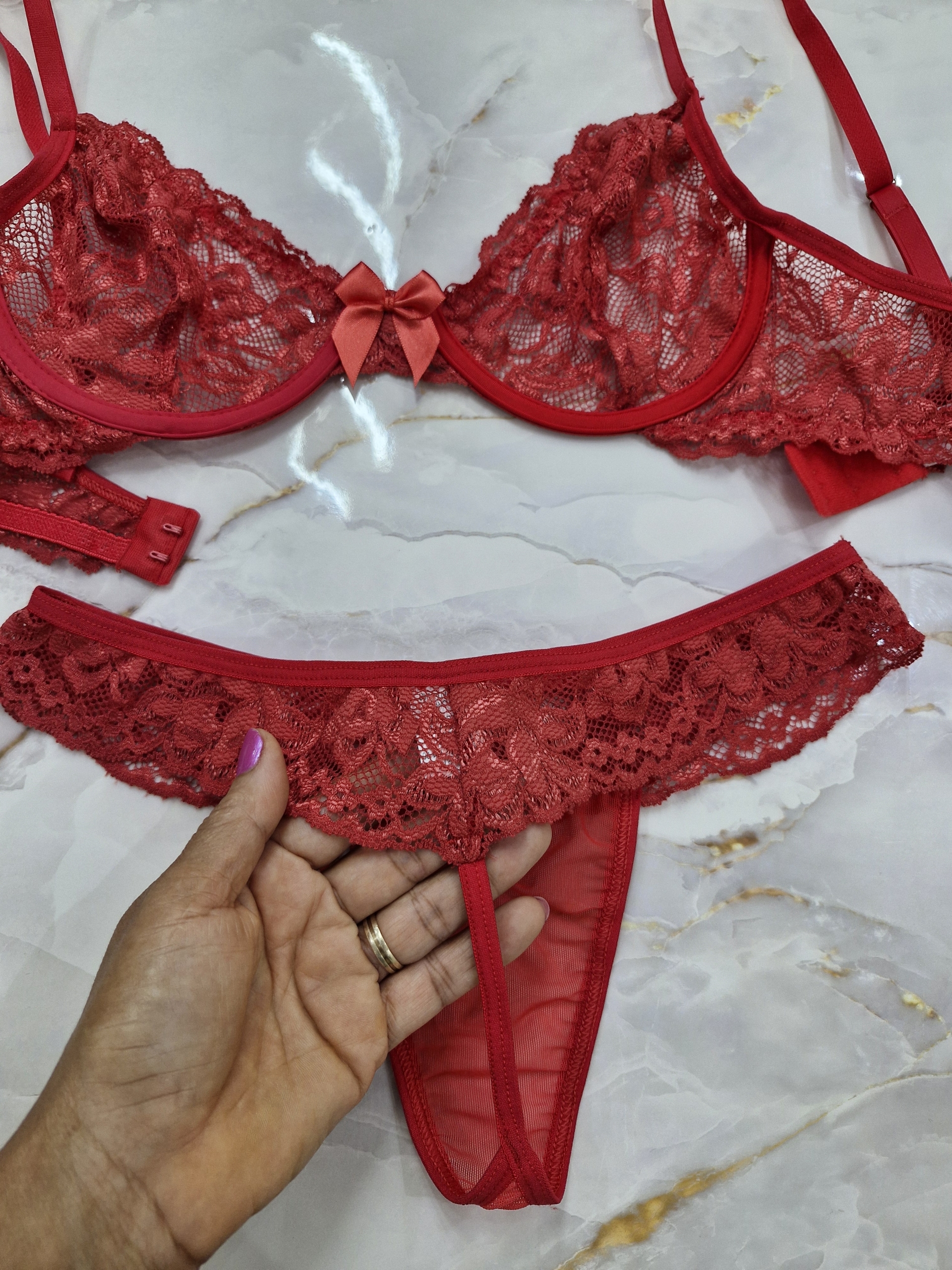 Conjunto de lingerie sensual tule com renda - Image 3