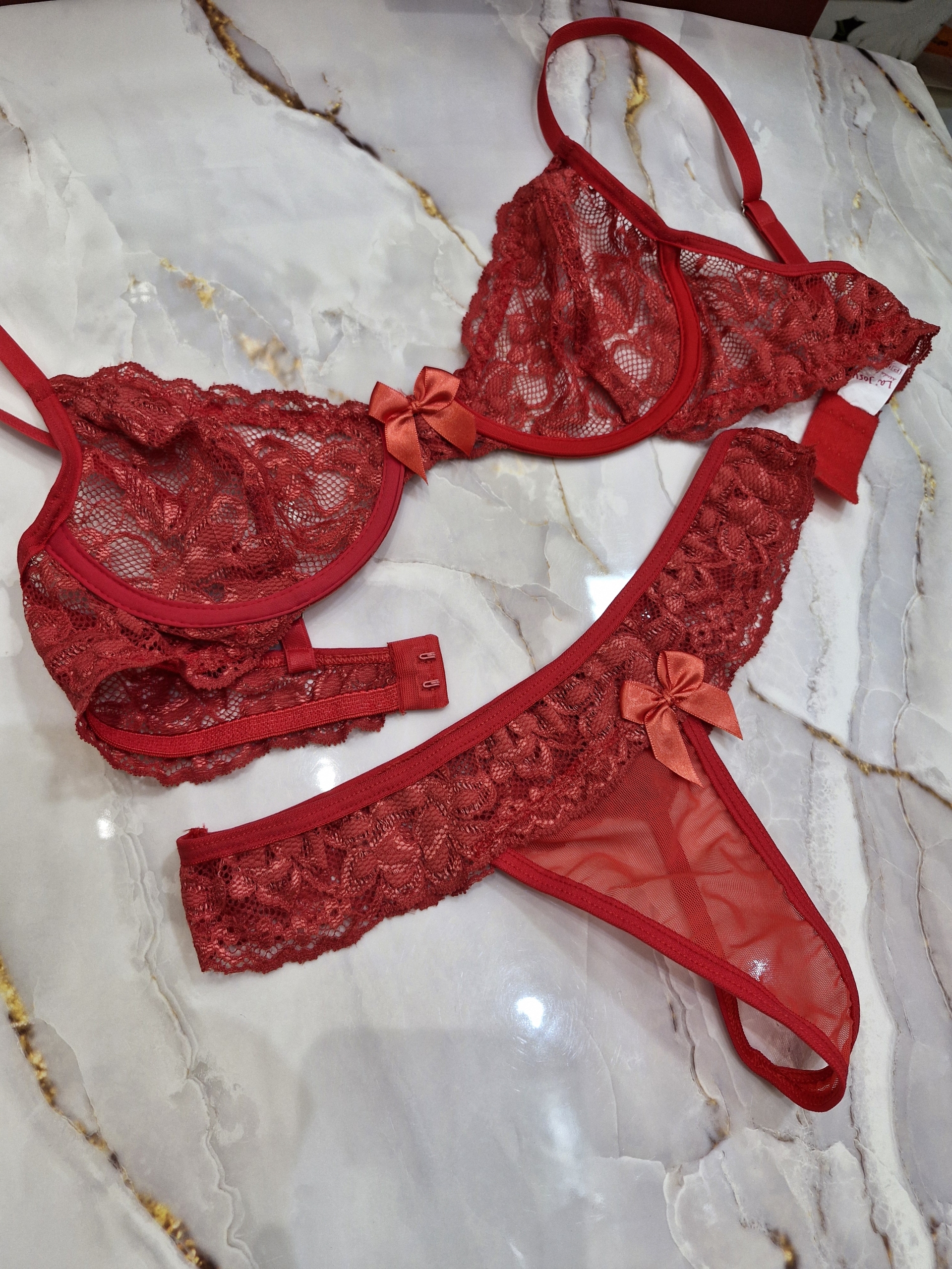 Conjunto de lingerie sensual tule com renda