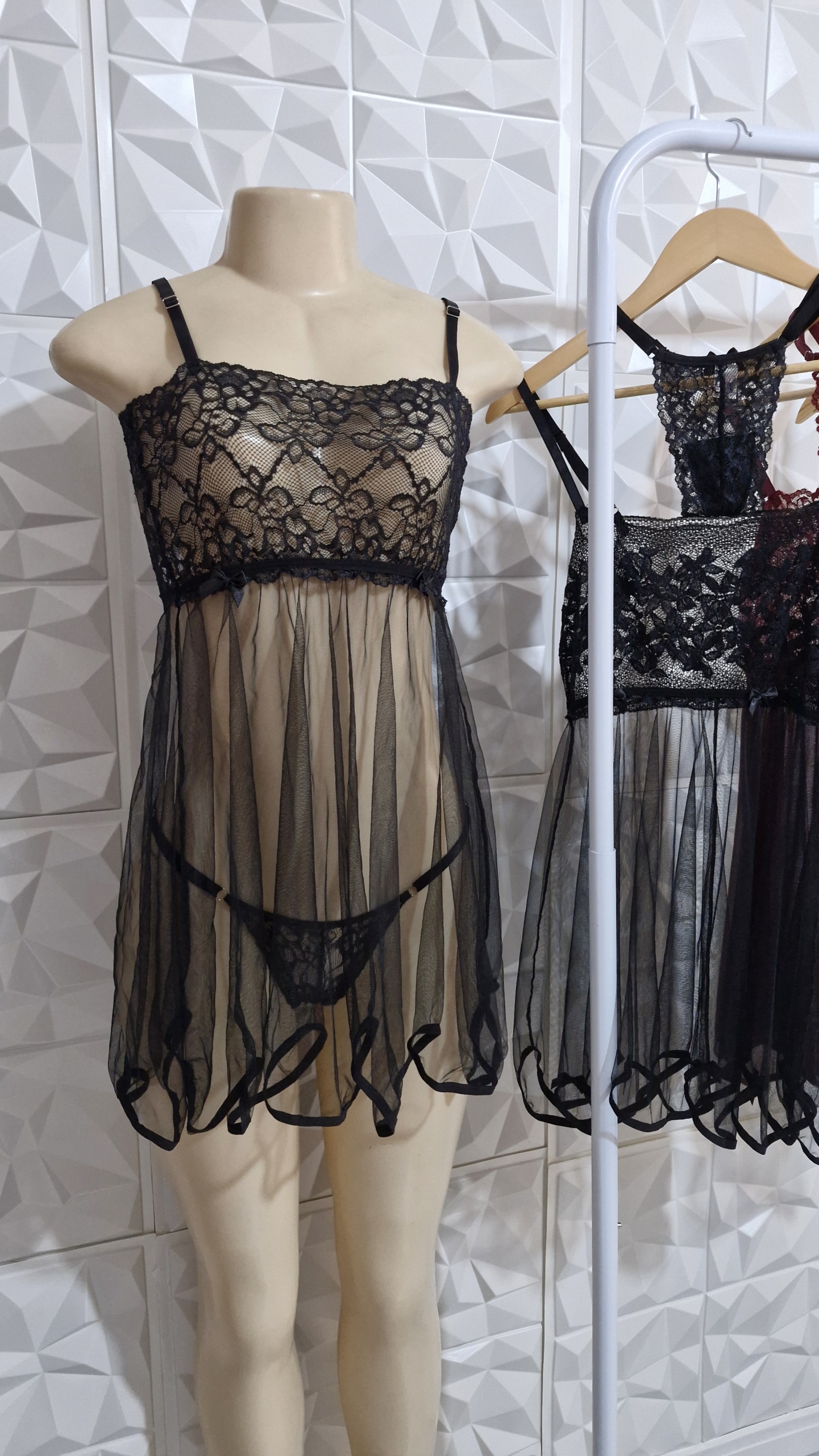 Camisola Jade em tule transparente com renda - Image 5